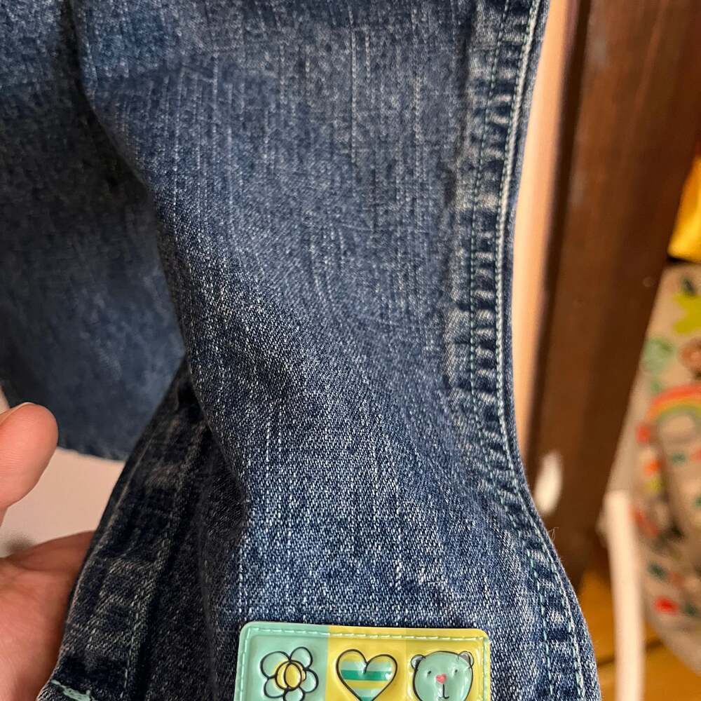 Vintage Carters Blue Denim Overalls Bear Face Heart Size (9-12 Months) - Picture 3 of 4